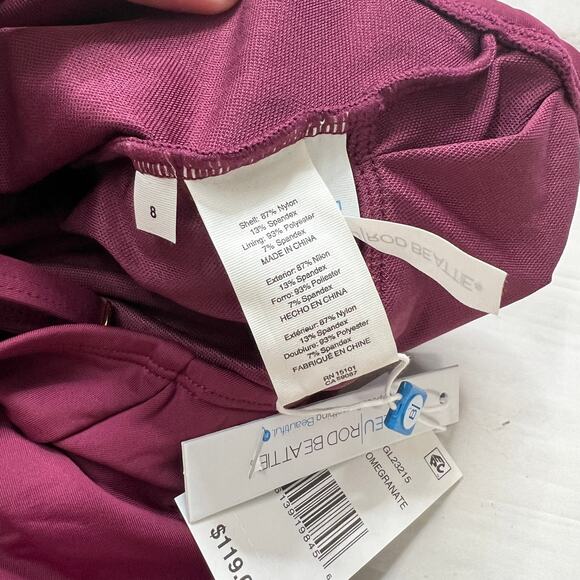 Bleu Rod Beattie Cut Out One Piece Swimsuit Pomegranate Red Size 8 Slimming New - Picture 8 of 8